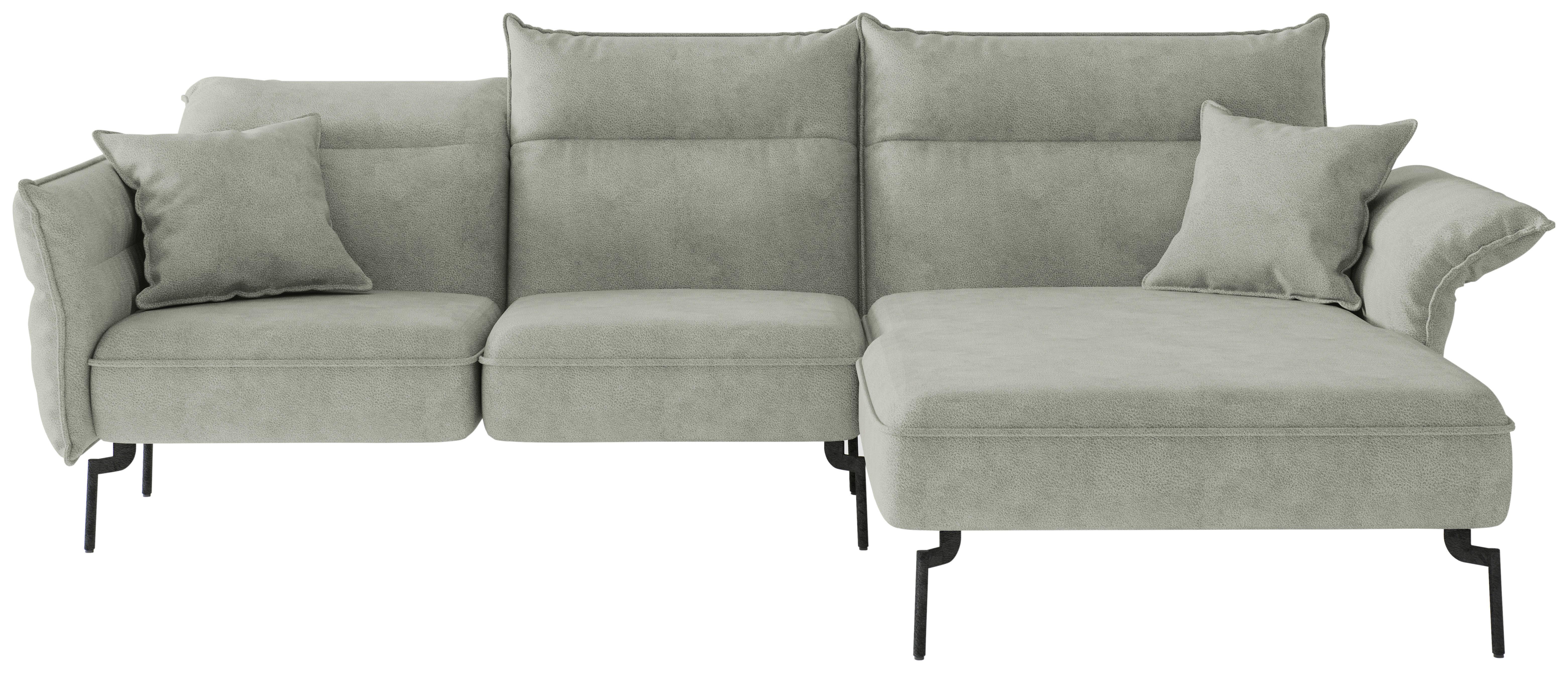 Ecksofa Jakarta - Edelstahlfarben/Hellgrau, Design, Textil (265/185cm) - Livetastic