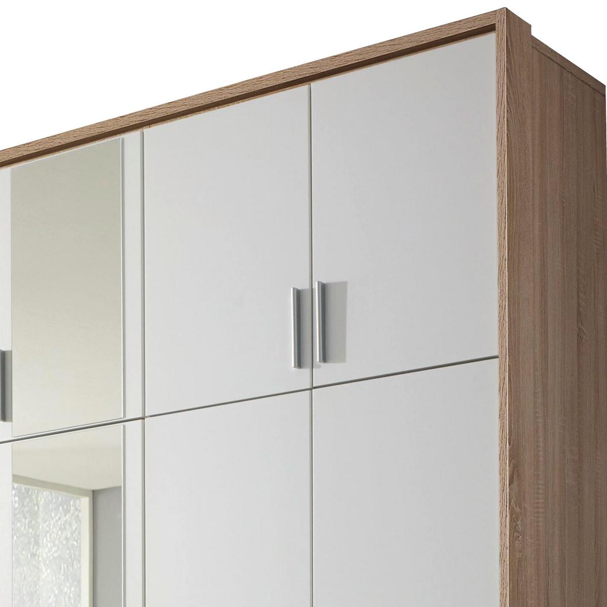 Drehtürenschrank Mit Spiegel + Laden 275cm Hildesheim, Weiß - Klar/Weiß, Design, Glas/Holzwerkstoff (275/231/56cm) - Rauch Möbel