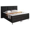 Boxspringbett Mit Topper Lederlook 180x200 Oslo - Silberfarben/Schwarz, KONVENTIONELL, Leder/Textil (180/200cm) - MID.YOU