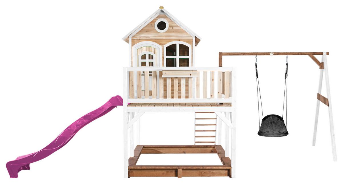 Spielturm A030.158.41 - Lila/Braun, KONVENTIONELL, Holz (613/291/277cm) - Ambia Garden