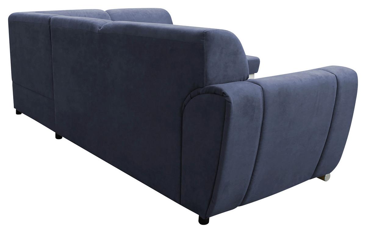 Ecksofa Mit Bettkasten Doris Rücken Echt Blau/weiß - Blau/Silberfarben, Design, Textil (255/196cm) - MID.YOU