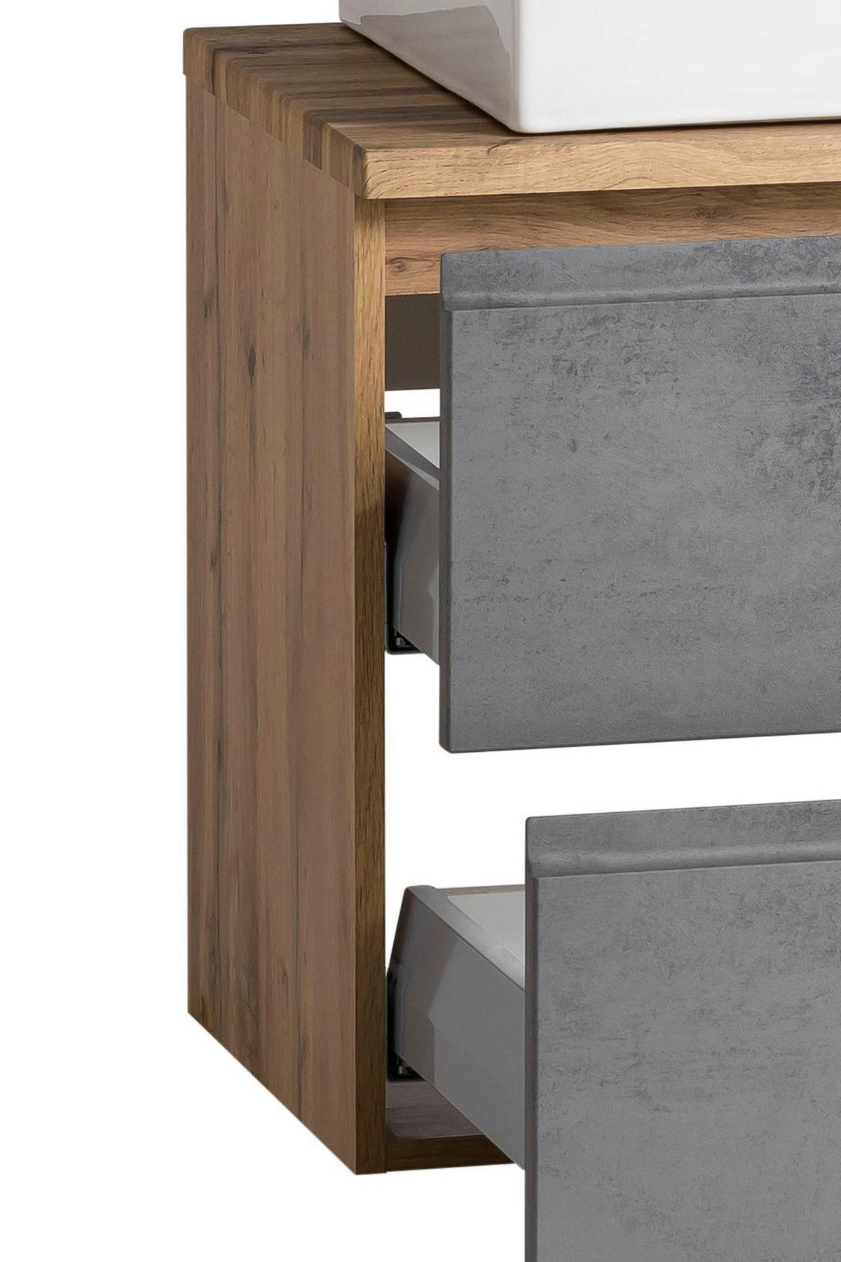 Waschbecken mit Unterschrank Varese B: 105 cm Grau - Eiche Wotan/Weiß, MODERN, Keramik/Holzwerkstoff (105cm) - Held