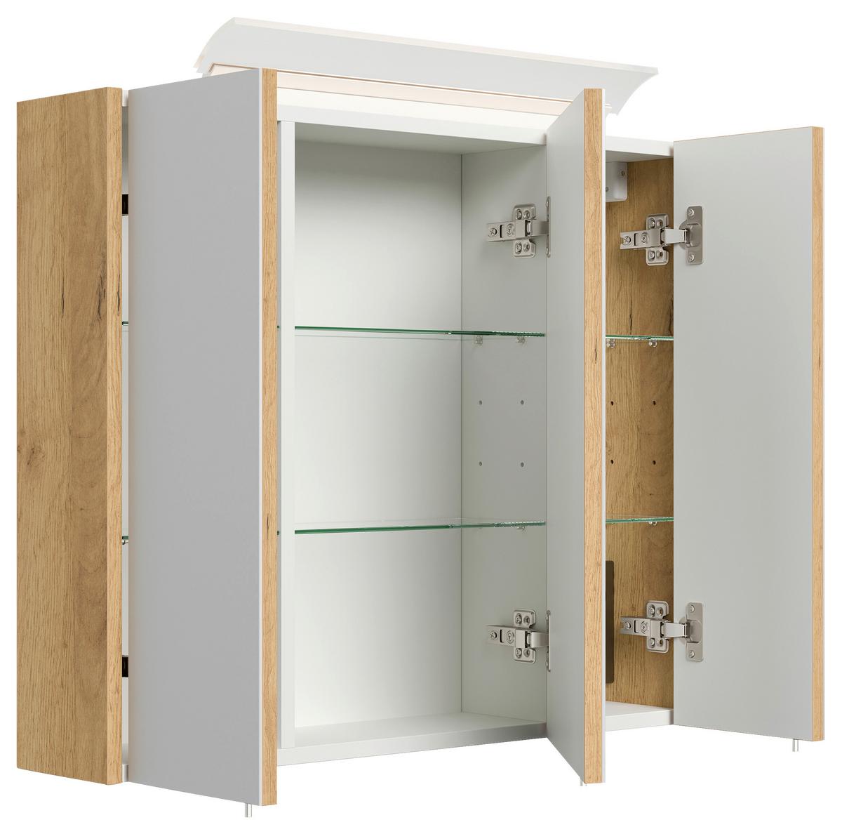 Spiegelschrank Eiche Dekor B: 75 cm - Eichefarben, MODERN, Glas/Holzwerkstoff (75/62/17cm) - MID.YOU