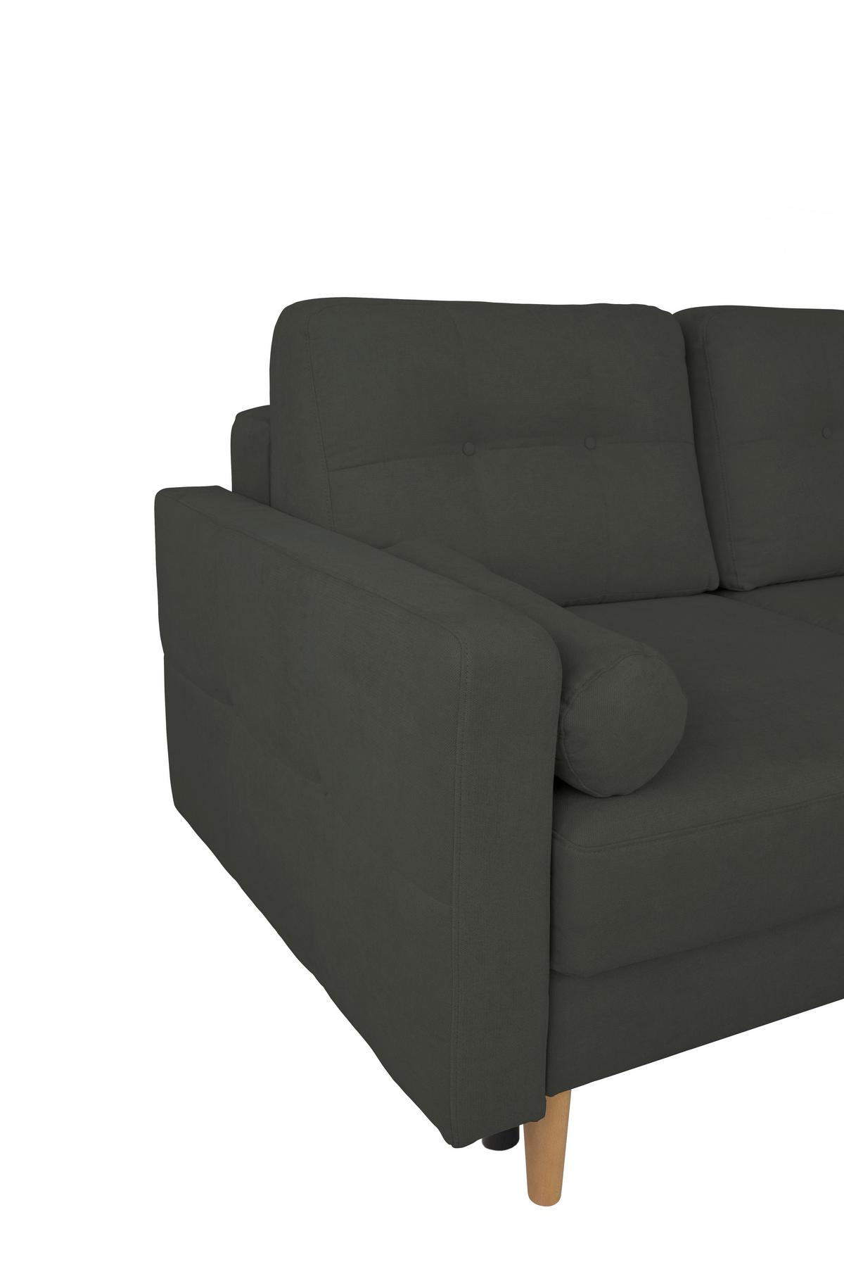 Ecksofa Noret, Schwarz S: 223x157 Cm - Buchefarben/Schwarz, Design, Textil (223/157cm) - MID.YOU