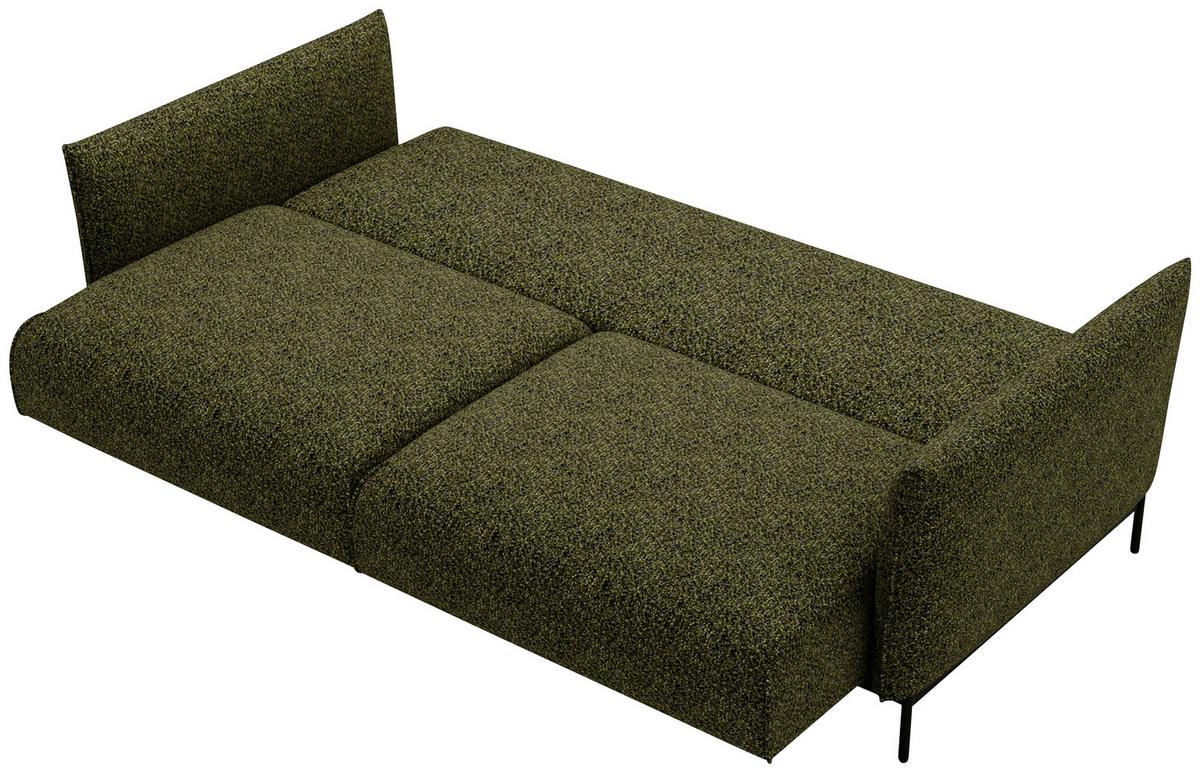Sofa Mit Stauraum Bueno Chenille Grün B: 223 Cm - Schwarz/Grün, Design, Textil (223/96/95cm) - Livetastic