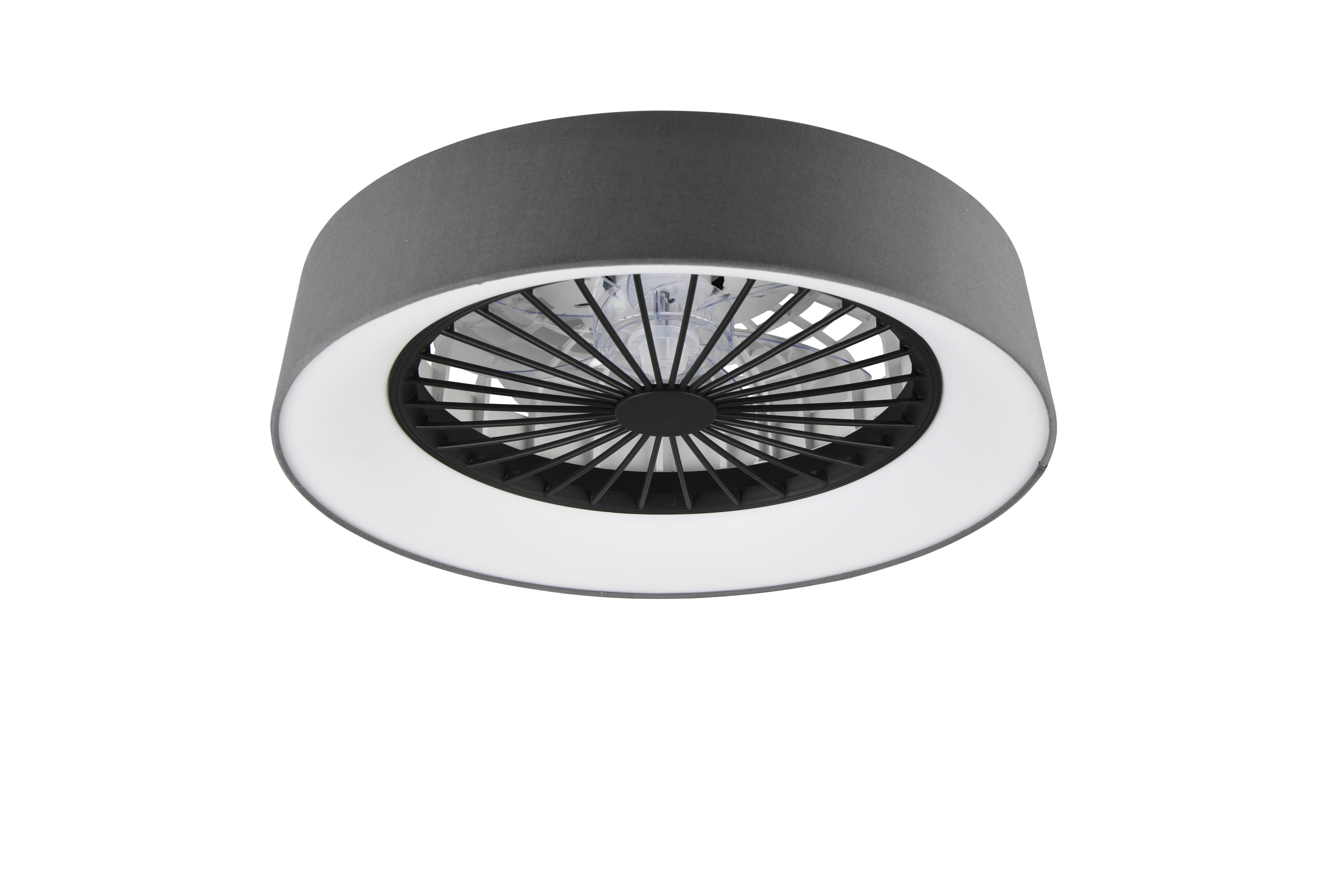 Deckenventilator Farsund Grau Schwarz D: 48 Cm - Transparent/Schwarz, Design, Kunststoff/Textil (48,0/19,5cm)