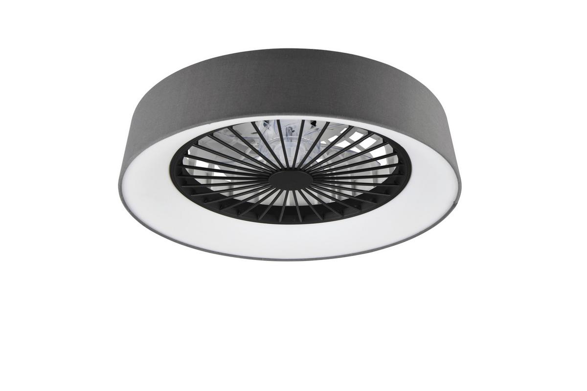 Deckenventilator Farsund Grau Schwarz D: 48 Cm - Transparent/Schwarz, Design, Kunststoff/Textil (48,0/19,5cm)