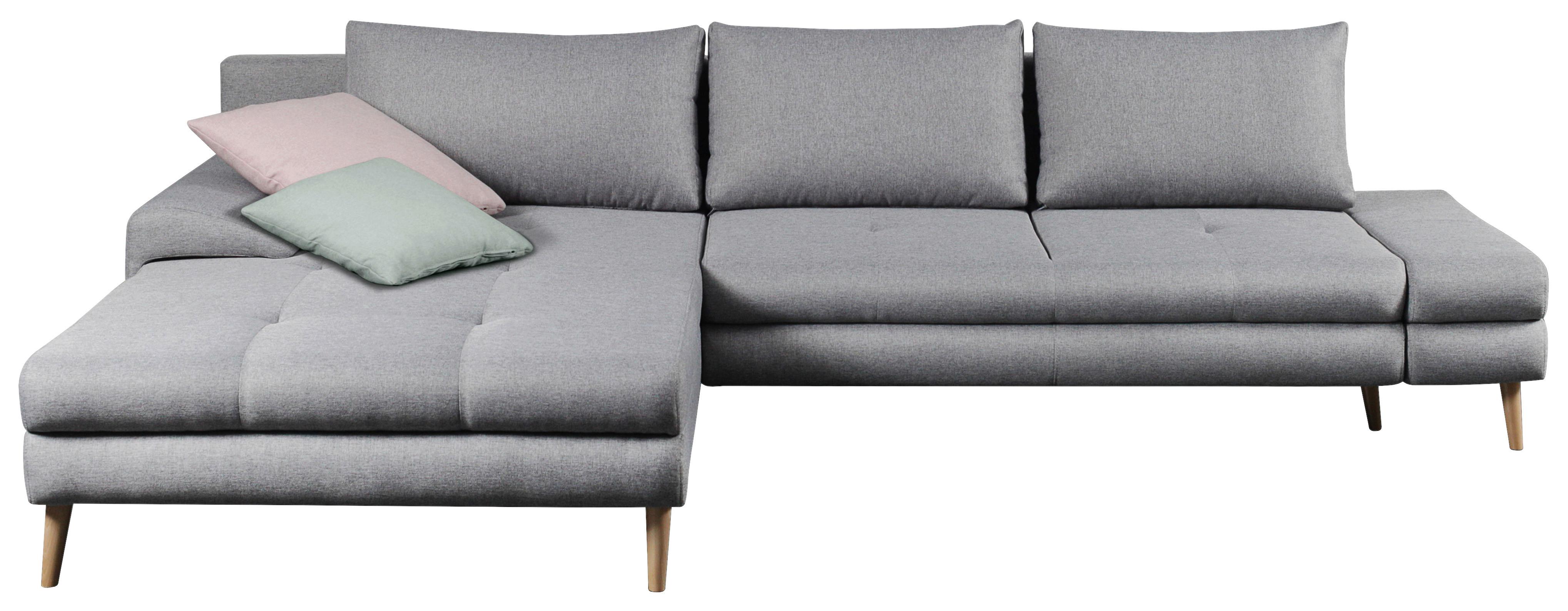 Ecksofa Mit Schlaffunktion + Bettkasten Floby, Webstoff - Erlefarben/Hellgrau, Trend, Textil (313/215cm) - MID.YOU