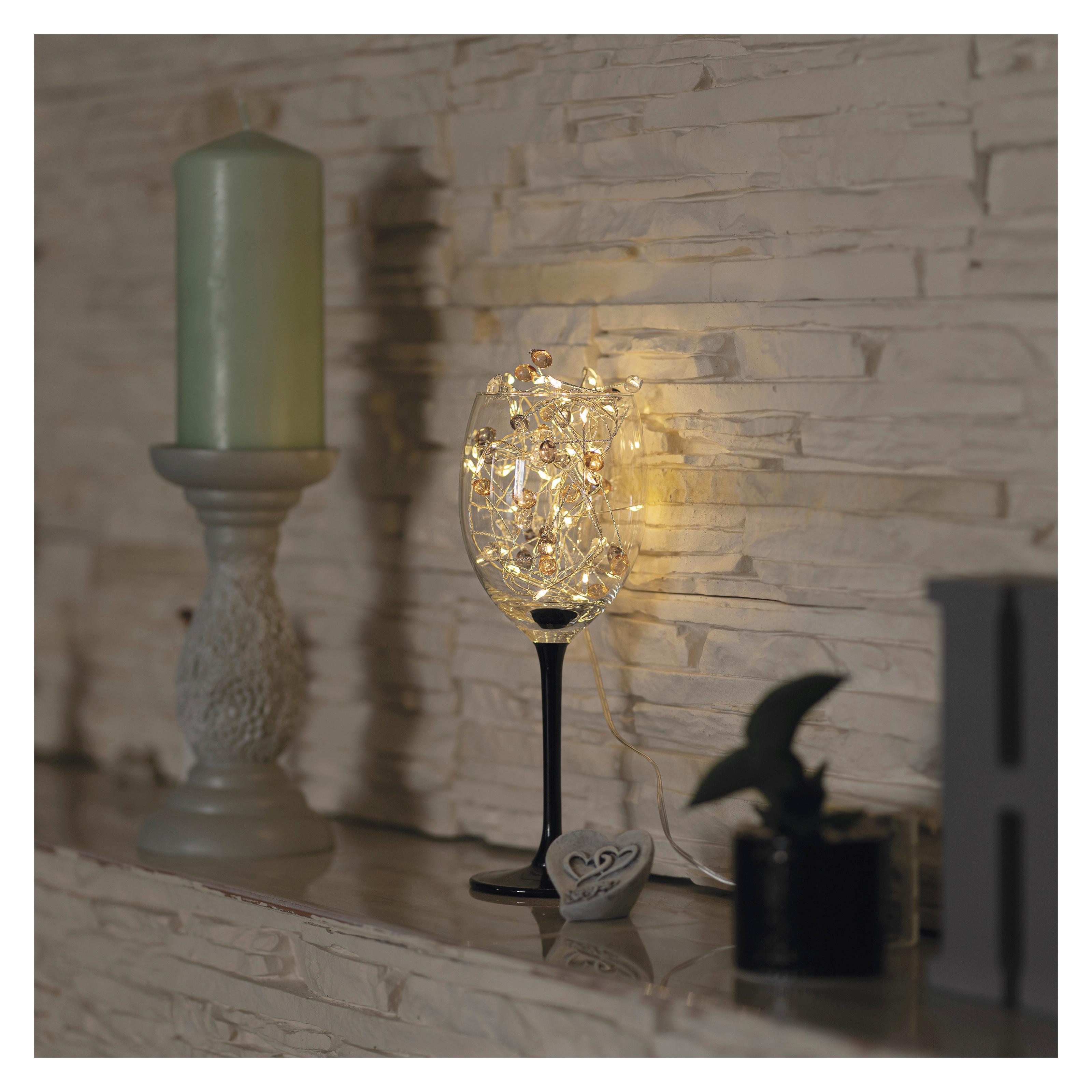 DEKORAČNÉ LED SVIETIDLO teplá biela - strieborná, Design, kov/plast