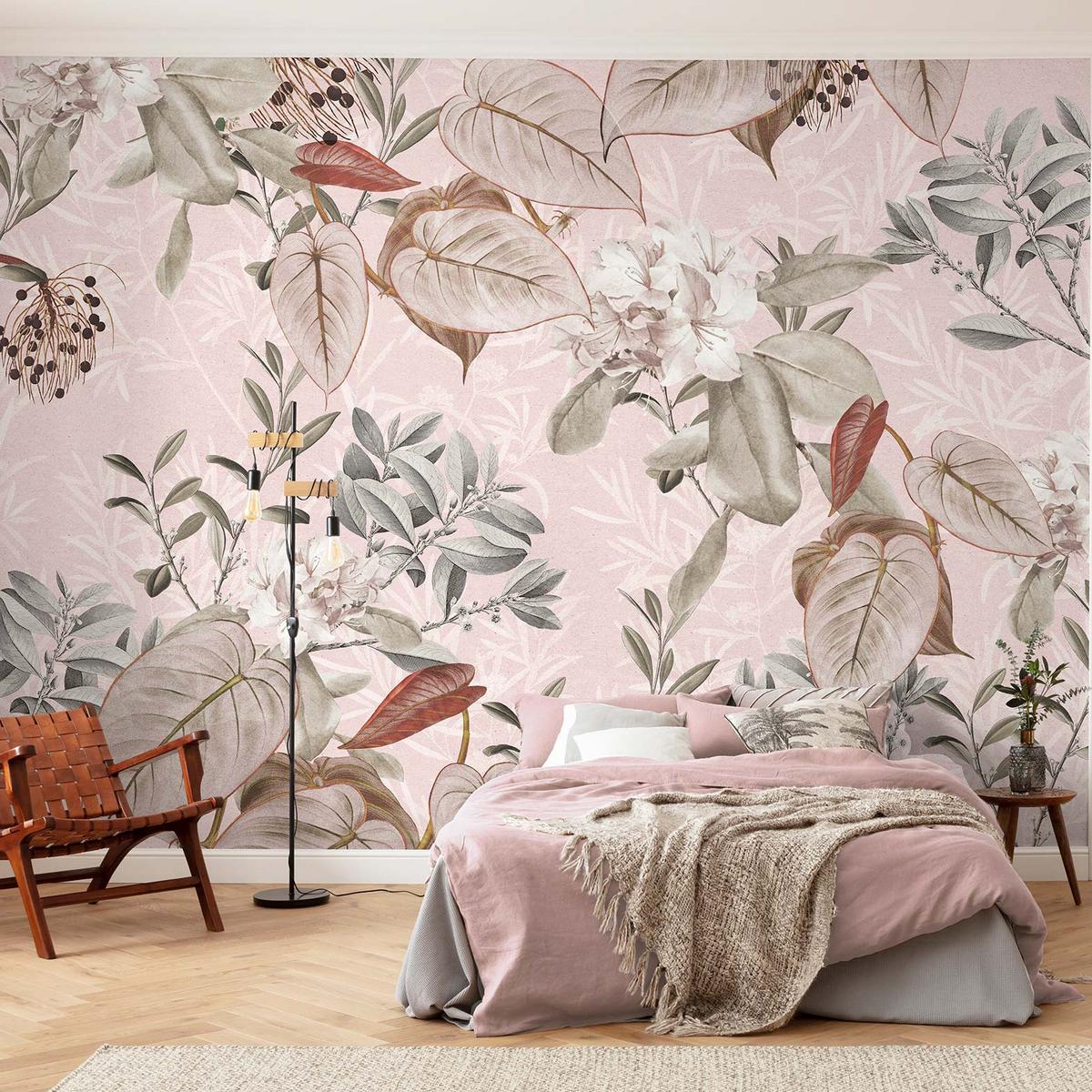 Vliestapete Kalina - Braun/Rosa, Natur (350/250cm)
