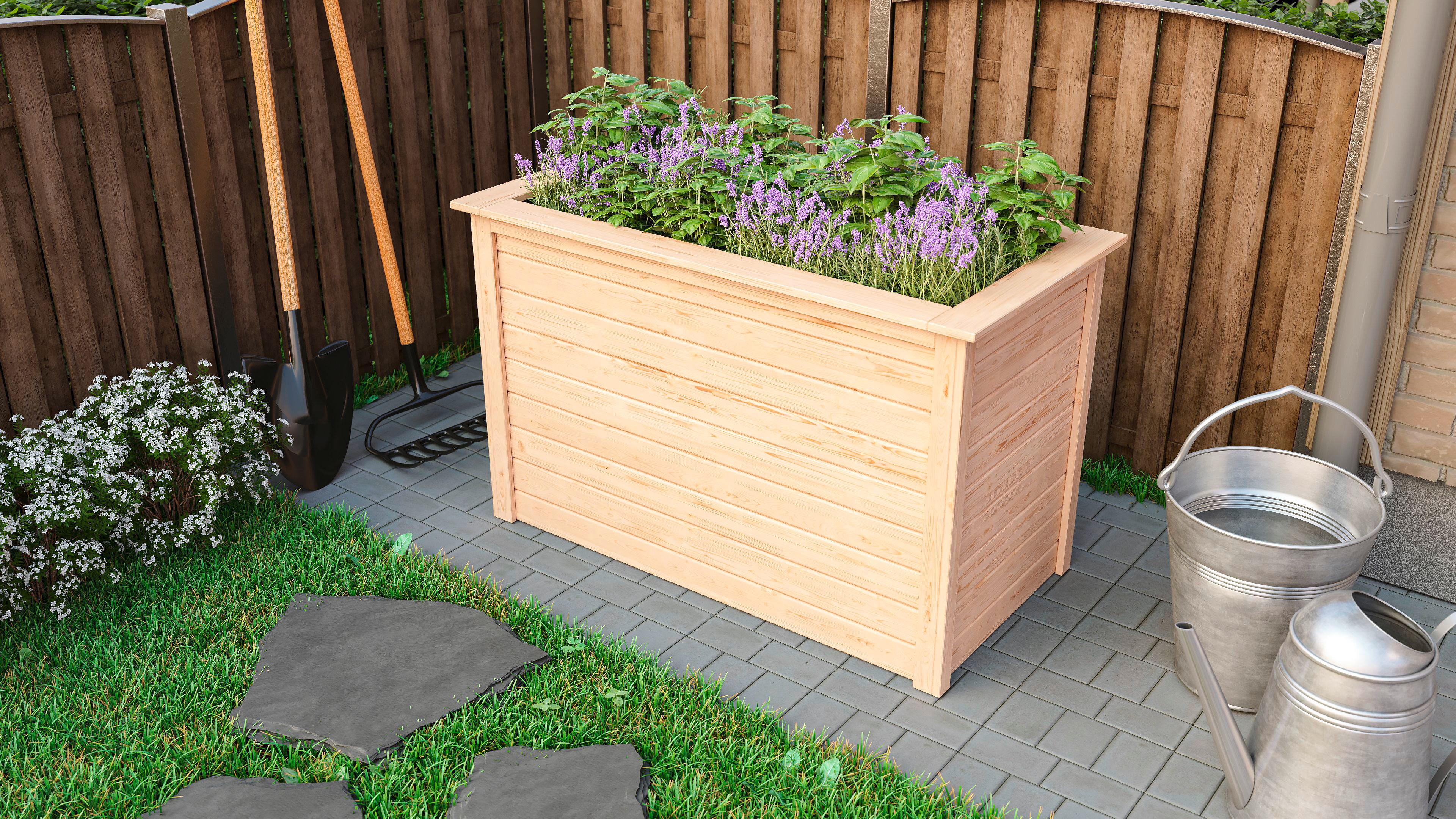 Hochbeet Fichte Massiv BxHxT: 133x82x69 cm Naturfarbe - Naturfarben, MODERN, Holz (133/82/69cm) - Karibu
