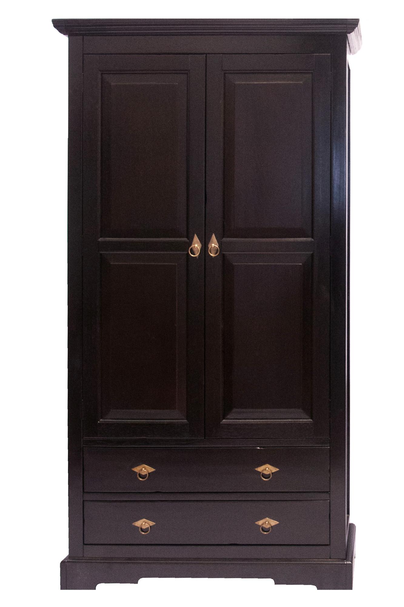 Schrank Akazie Antik B: 98cm - Schwarzbraun, Design, Holz (98/183,50/44cm) - MID.YOU