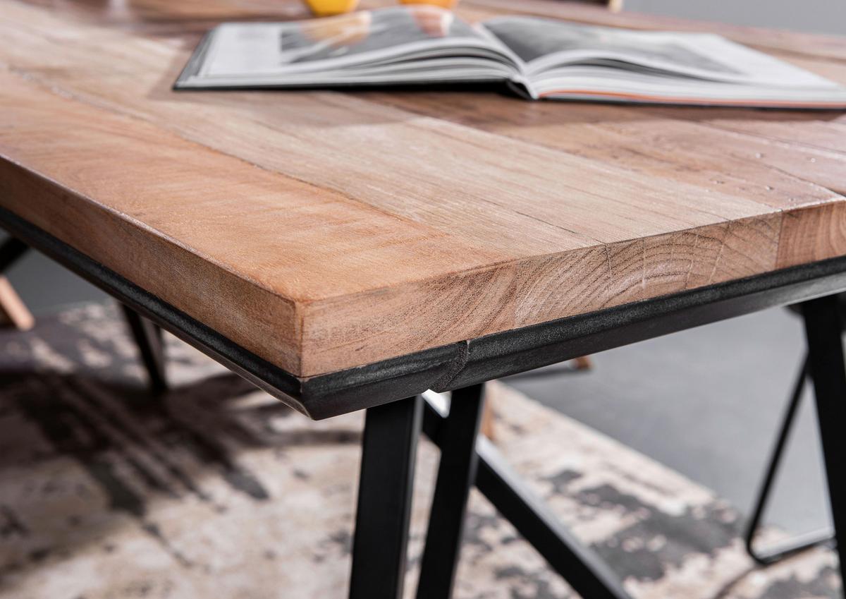 Esstisch Farrago - Schwarz/Braun, MODERN, Holz/Metall (180/90/76cm) - Livetastic