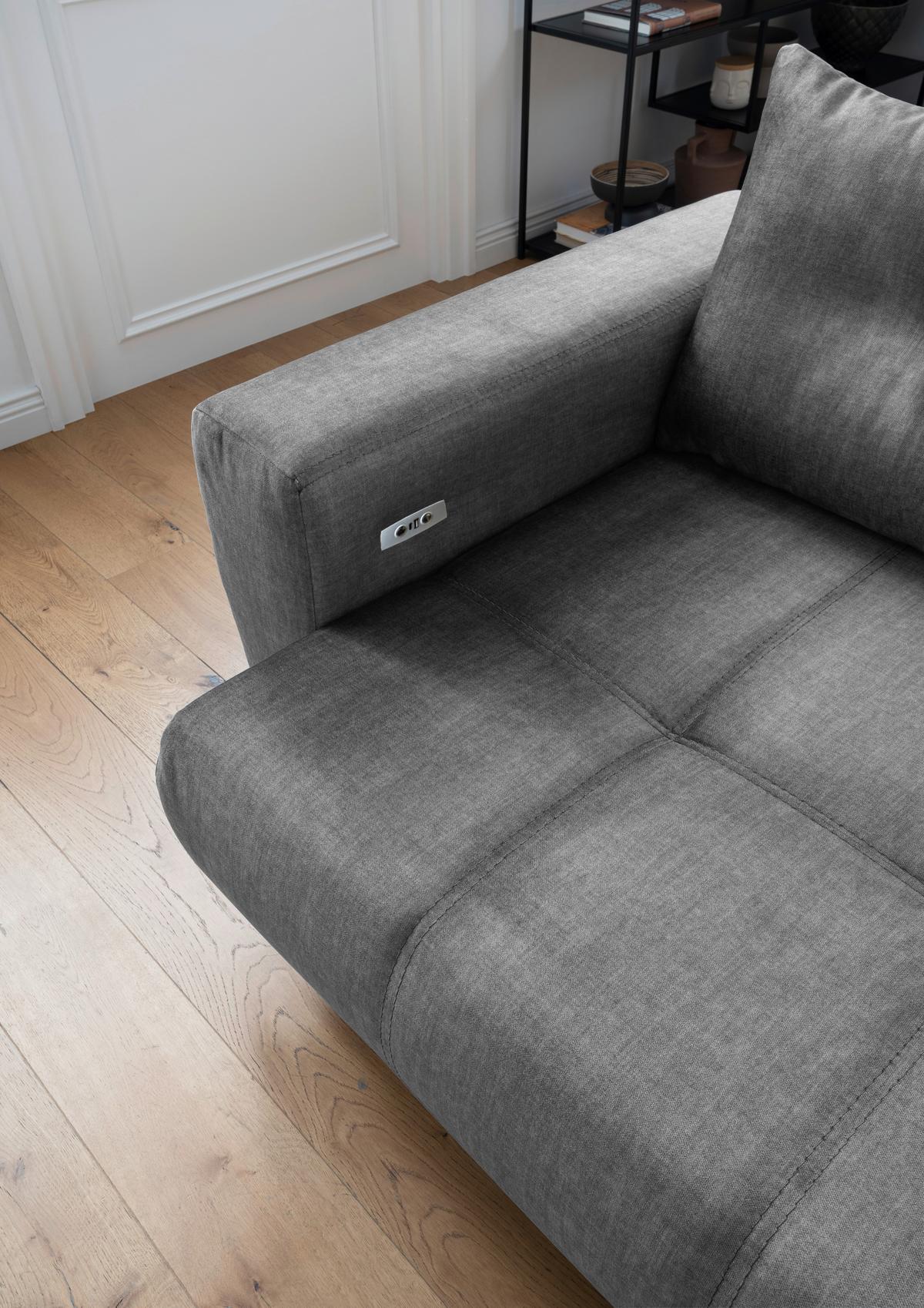 Ecksofa Restato Dunkelgrau S: 246x177 cm - Dunkelgrau/Schwarz, MODERN, Textil (246/177cm) - MID.YOU