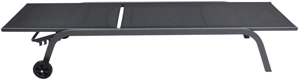 Sonnenliege Sonlas Schwarz Stahl, Textilene mit Rollen - Schwarz, MODERN, Kunststoff/Textil (32/58/192cm) - Ambia Garden