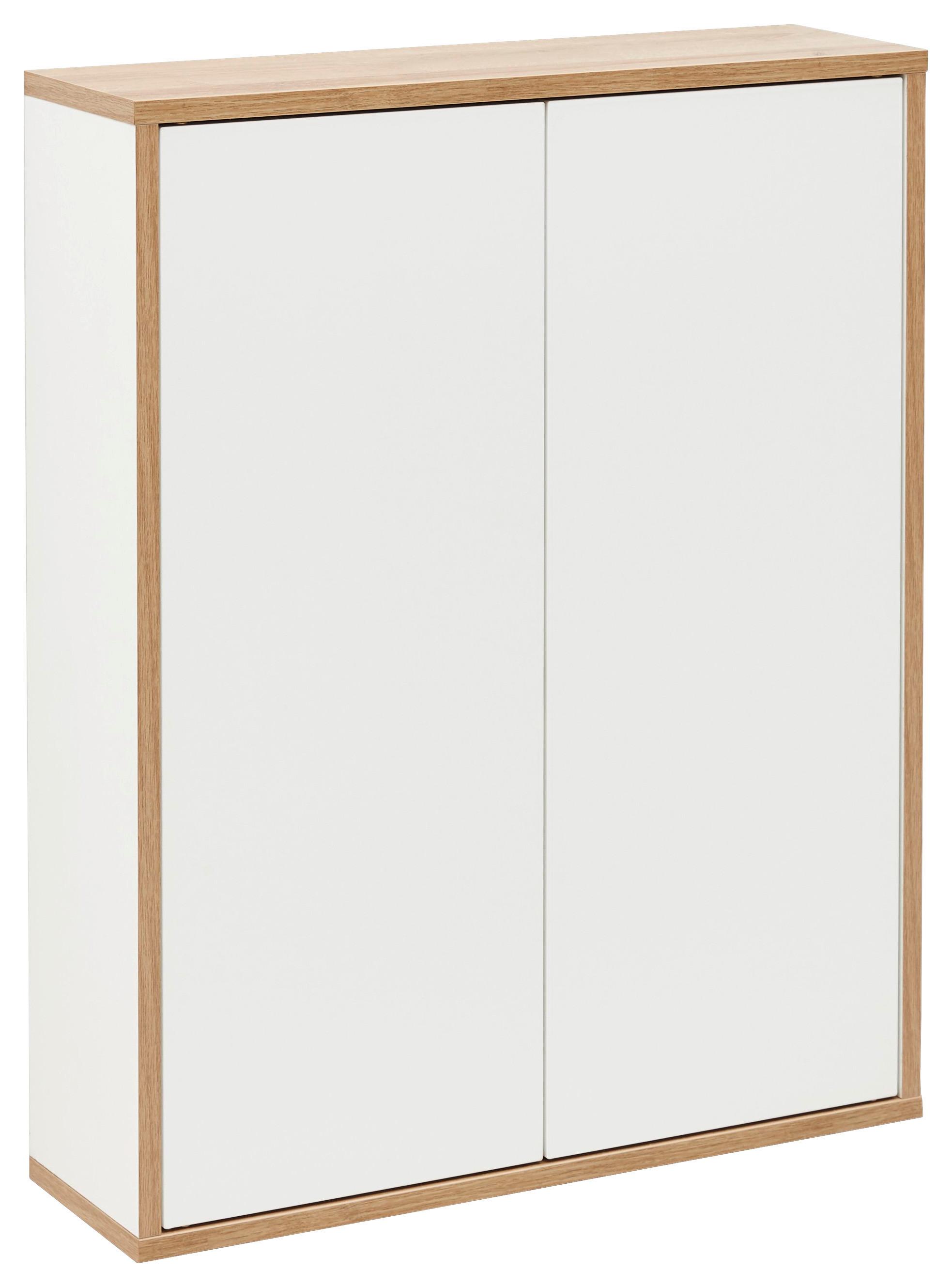 Hängeschrank Finn B:60cm Weiß/Eiche Dekor - Eichefarben/Weiß, MODERN, Glas/Holzwerkstoff (60/75/18,5cm) - MID.YOU