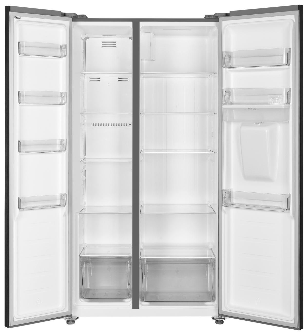 SIDE-BY-SIDE Edelstahlfarben B: 91cm - Edelstahlfarben, Trend, Glas/Kunststoff (91/177/59cm) - Respekta