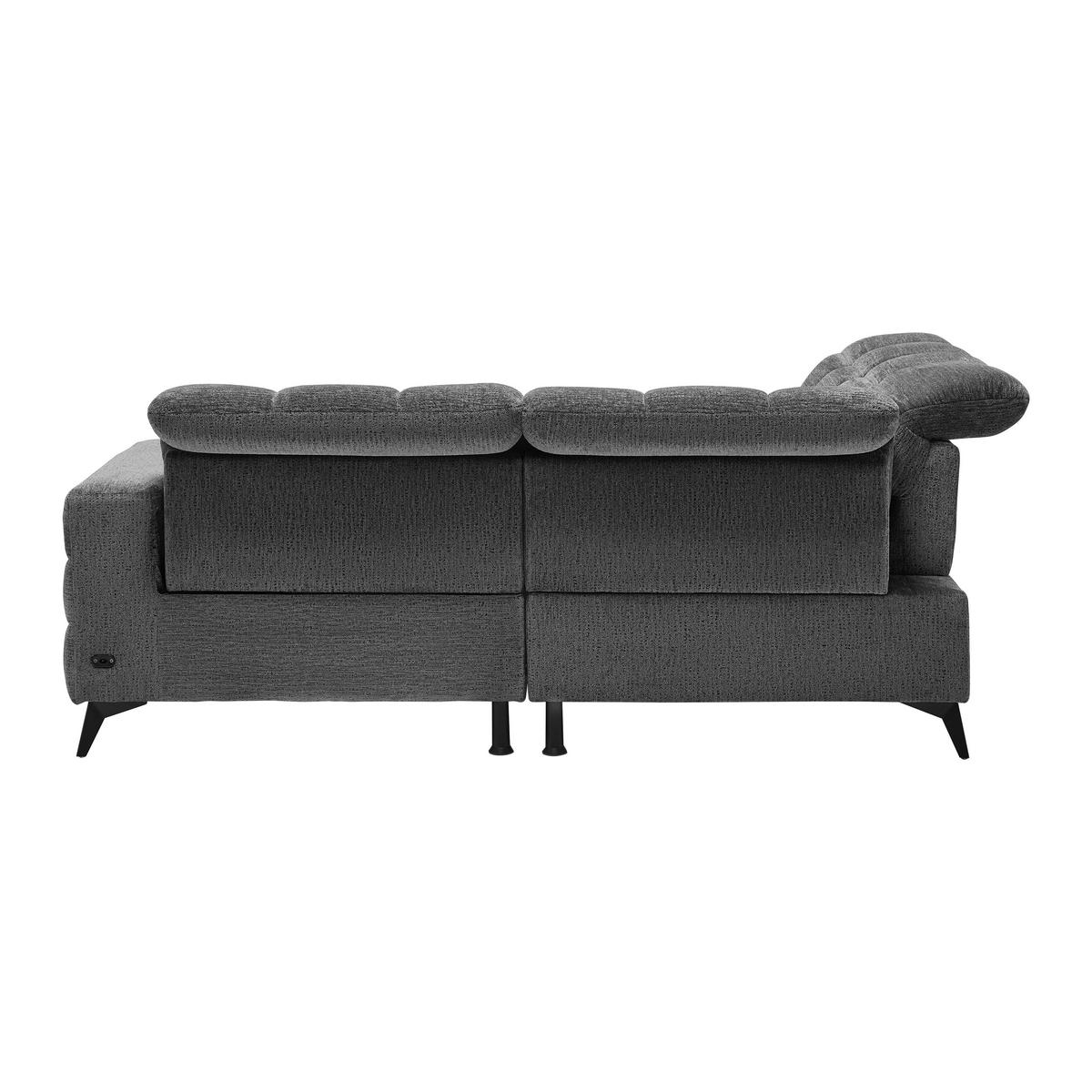 Rohová sedačka PARIS, levá, tmavě šedá, el.relax.funkce - černá/tmavě šedá, Konvenční, kov/dřevo (182/215cm) - Mömax