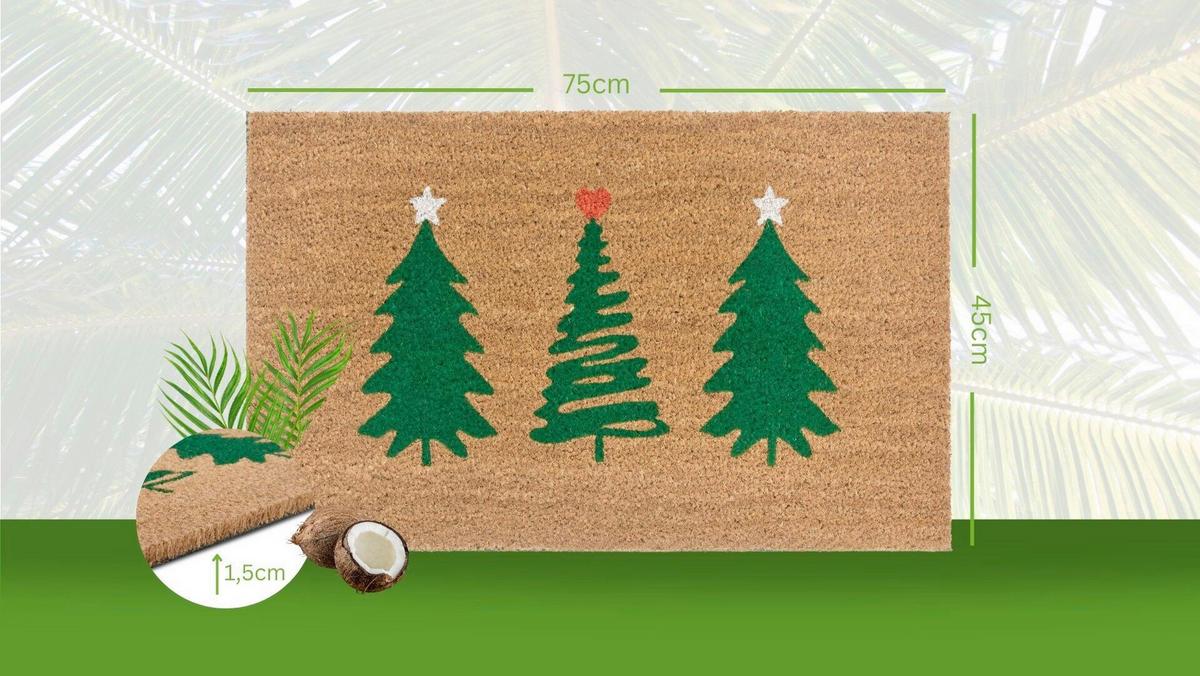 Kokosmatte Mix Mats Decorpinetrees 45x75 - Hellbraun/Dunkelgrün, KONVENTIONELL, Naturmaterialien (45/75cm) - Hanse Home