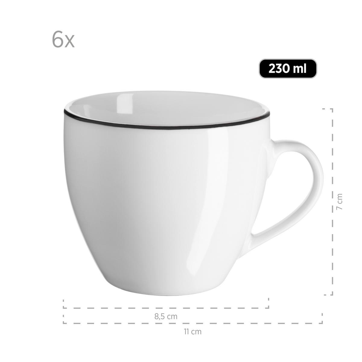 Kaffeeservice Nola Schwarz Weiß 18-Teilig - Schwarz/Weiß, Basics, Keramik - Mäser