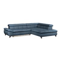 Ecksofa Mit Schlaffunktion Gemini Dunkelblau 312x234 Cm - Chromfarben/Dunkelblau, KONVENTIONELL, Textil (312/234cm)