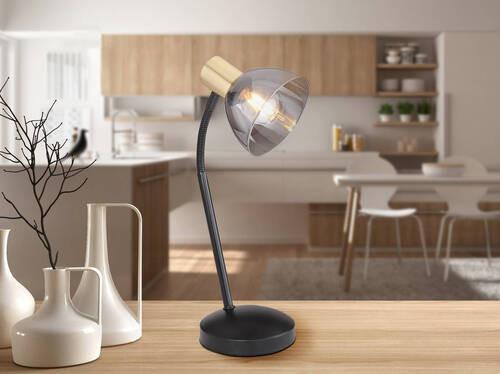 Tischleuchte 54305t - Schwarz/Bronzefarben, Design, Glas/Metall (18,5/18,5/41cm) - Globo