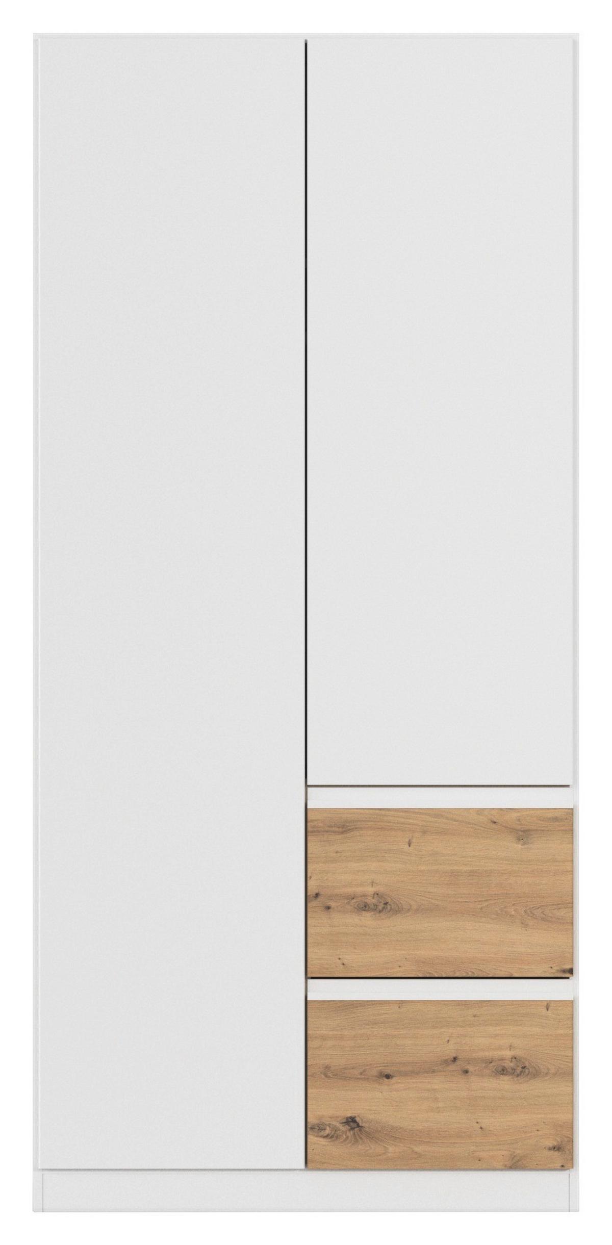 Drehtürenschrank Costa Eiche Artisan Dekor Weiß - Eiche Artisan/Weiß, MODERN, Holzwerkstoff (91/197/54cm) - Rauch Möbel