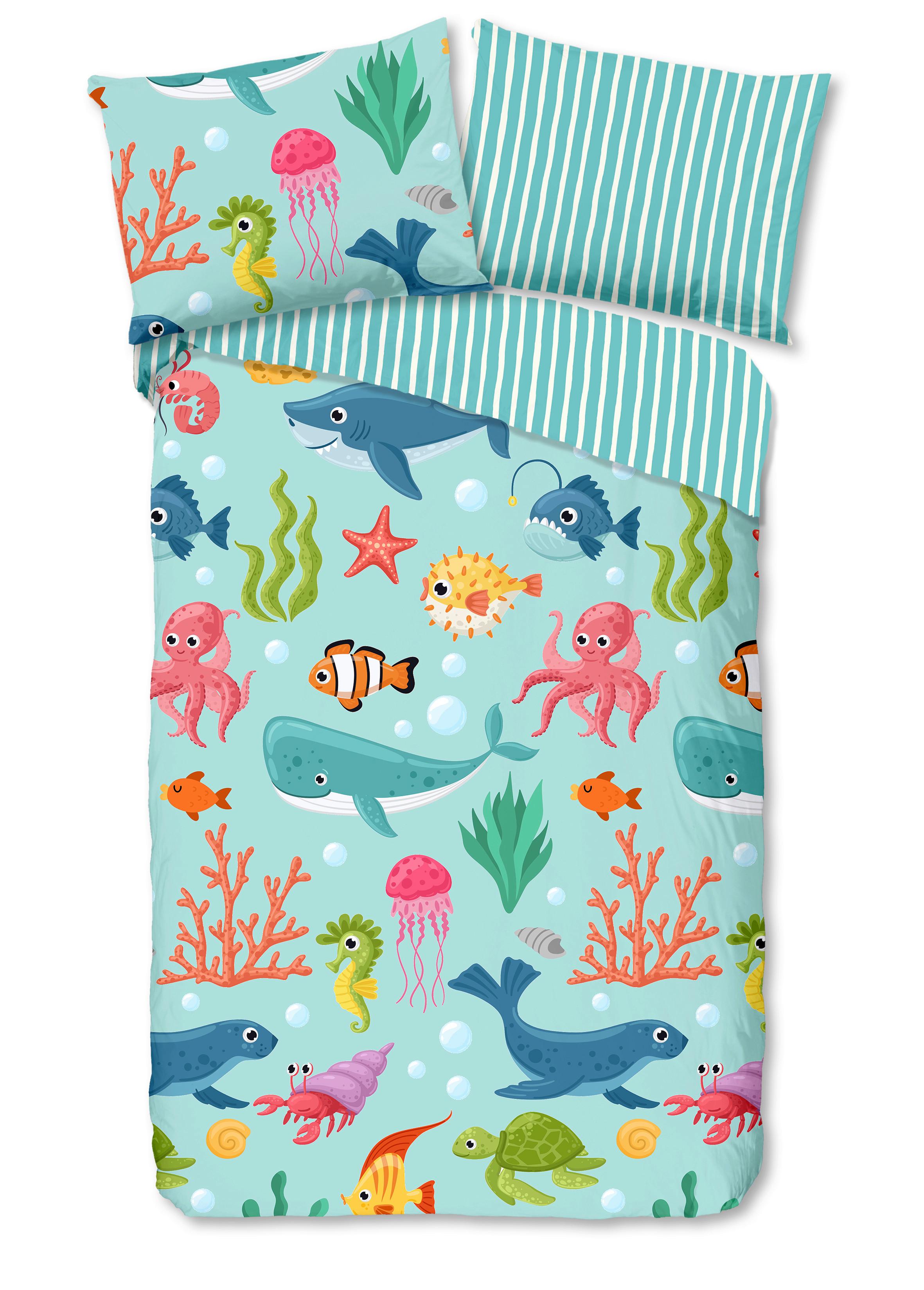 Kinderbettwäsche Ocean Multicolor 140x200 Cm - Multicolor, Trend, Textil (140/200cm)