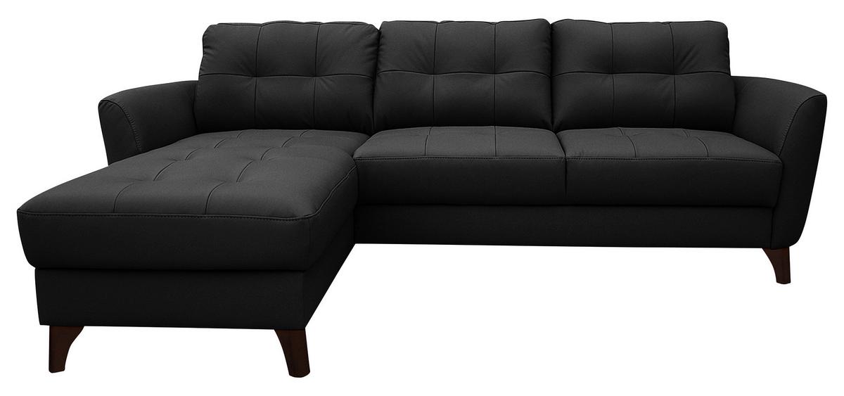 Ecksofa Nordic Schwarz S: 238x168 cm - Buchefarben/Schwarz, Design, Leder/Textil (238/168cm) - Livetastic