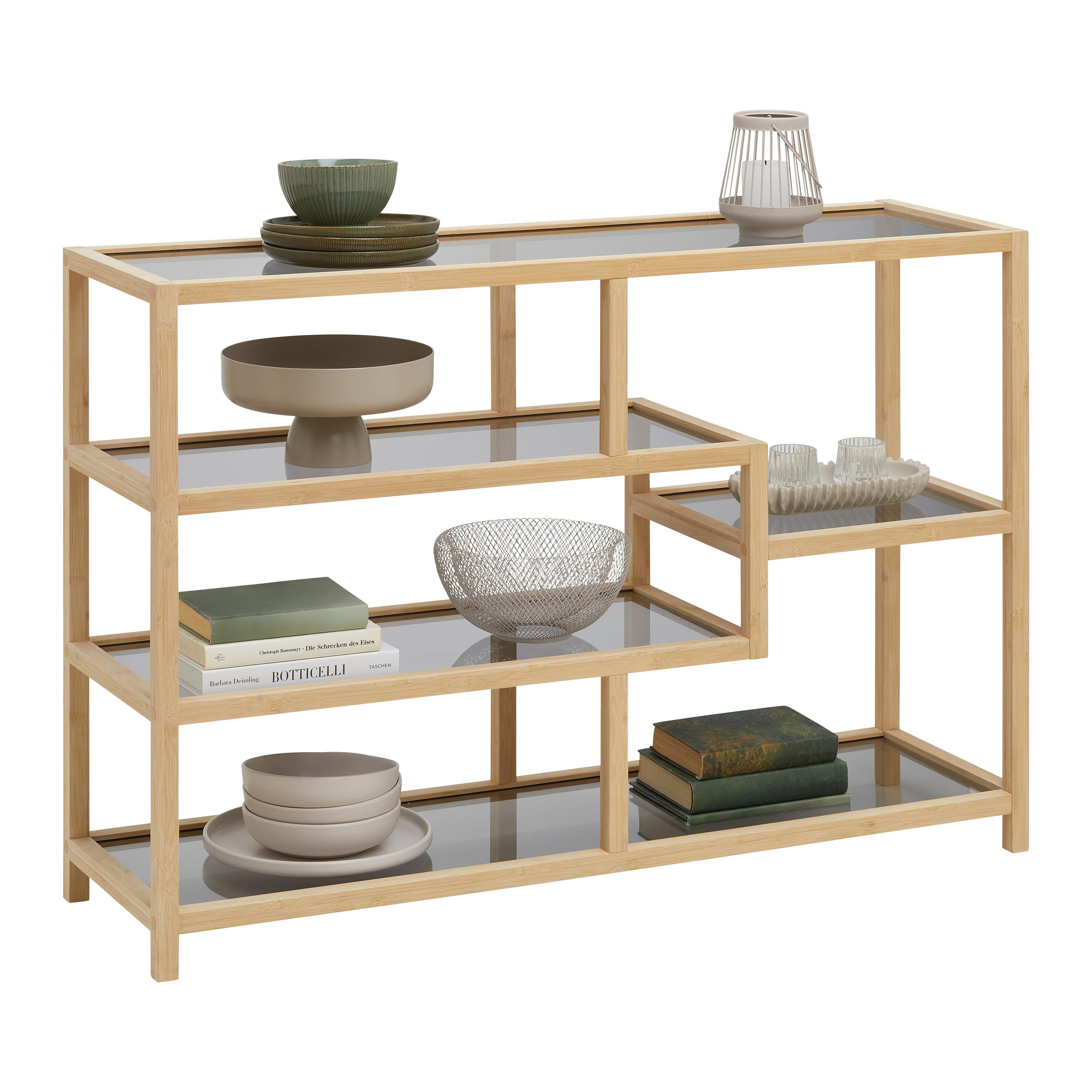 REGÁL BOSTON - prírodná farba, Modern, prírodné materiály/sklo (114/79/34cm) - Mömax