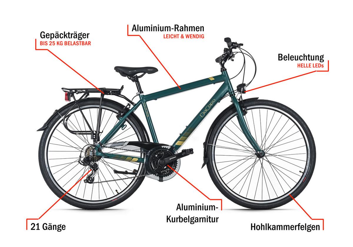 Trekkingrad Herren 28 Zoll - Grün, Basics, Metall (25/140/60cm)