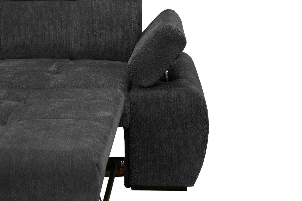 Rohová sedačka VEGAS, levá, černá žinylka - černá, Design, dřevo/textil (173/294cm)