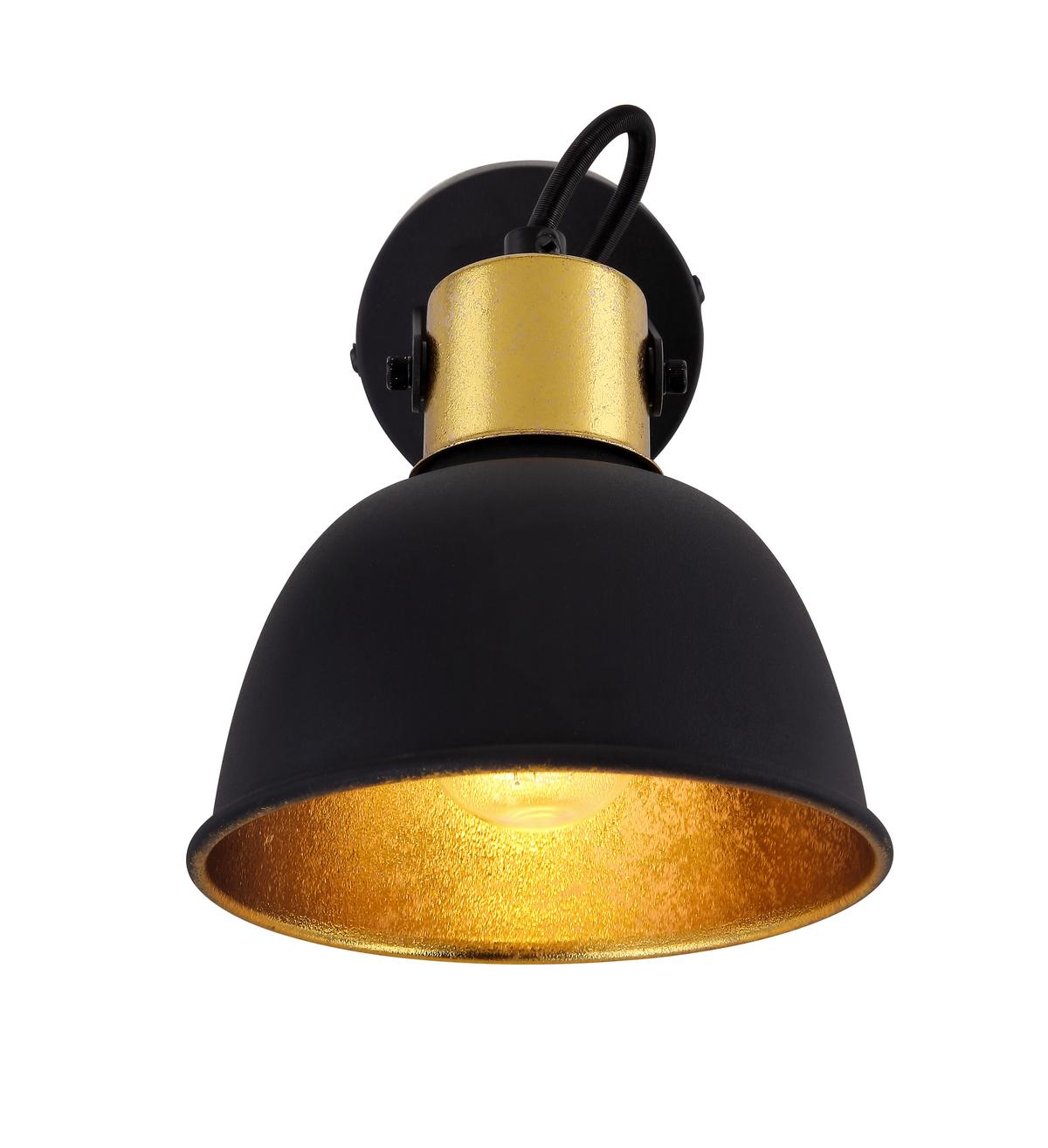 Strahler 1-Flammig verstellbar L: 13 cm - Goldfarben/Schwarz, LIFESTYLE, Metall (13/16/14cm) - Globo
