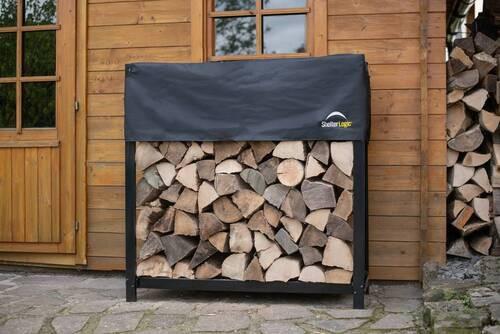 Regál na drevo 120cm - čierna, Basics, kov (120/119/36cm)