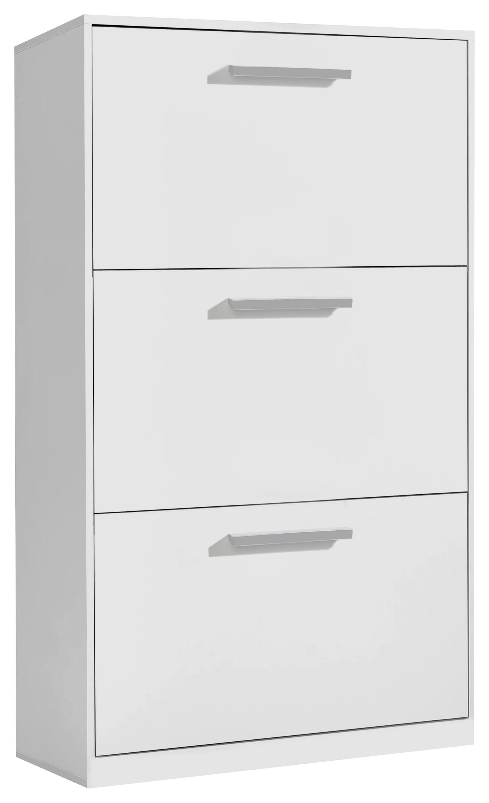 Cipősszekrény Leon 3 - fehér, Basics, faalapú anyag (64/119,7/19cm)