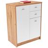 Kommode B 74cm 4-you New, Wotan Eiche Dekor/weiß - Eichefarben/Schwarz, MODERN, Holzwerkstoff (74/85,4/34,6cm)
