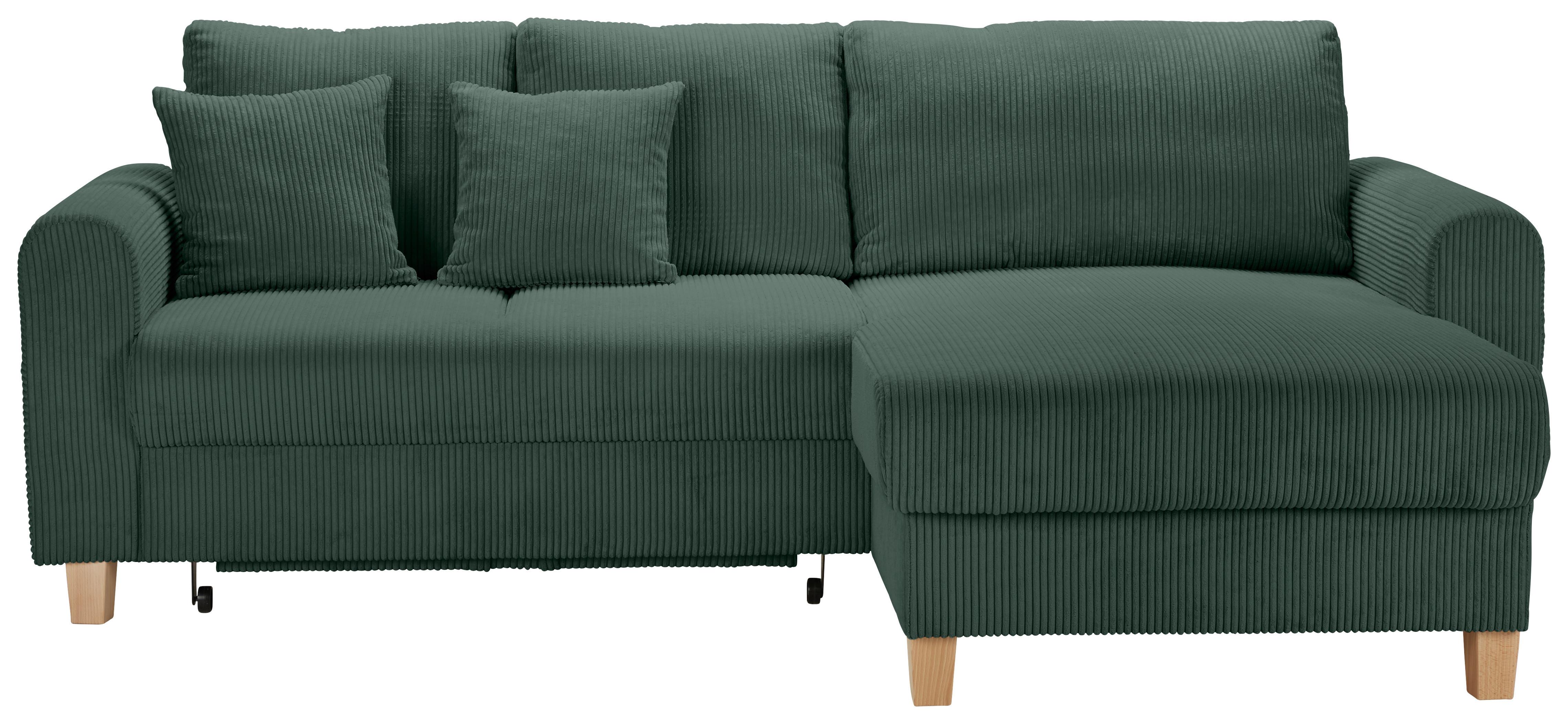 Rohová sedacia súprava LILLE, zelený menčester - svetlohnedá/zelená, Modern, drevo/textil (232/110/156cm) - Mömax