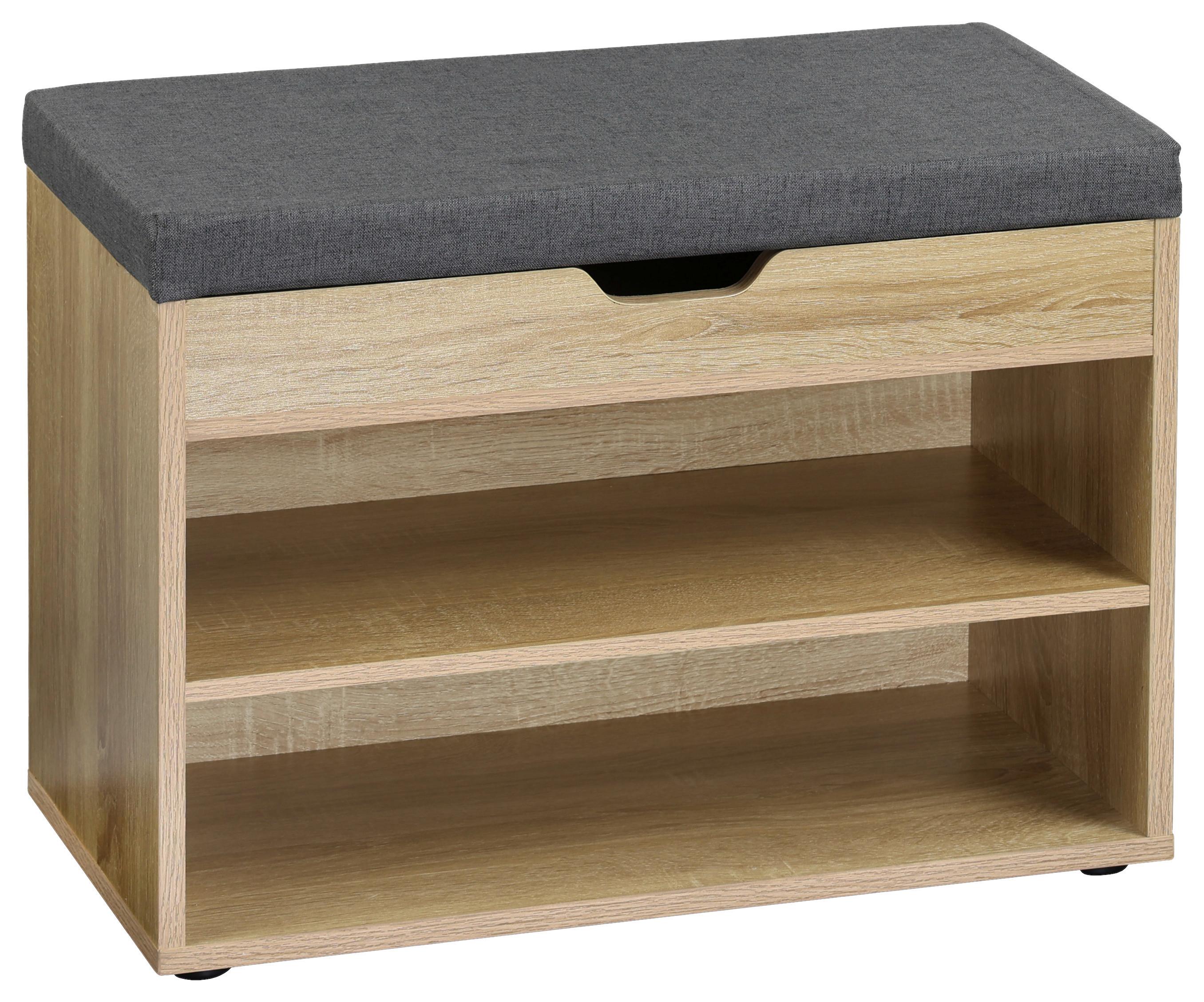Garderobenbank Eiche Dekor mit Sitzkissen 2 Fächer B: 60 cm - MODERN (60/47/30cm) - Kesper