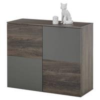Kommode 100 Cm Cremona, Grau/rima Oak Dunkel Dekor - Schwarz/Grau, LIFESTYLE, Holzwerkstoff (100/84/38cm) - MID.YOU