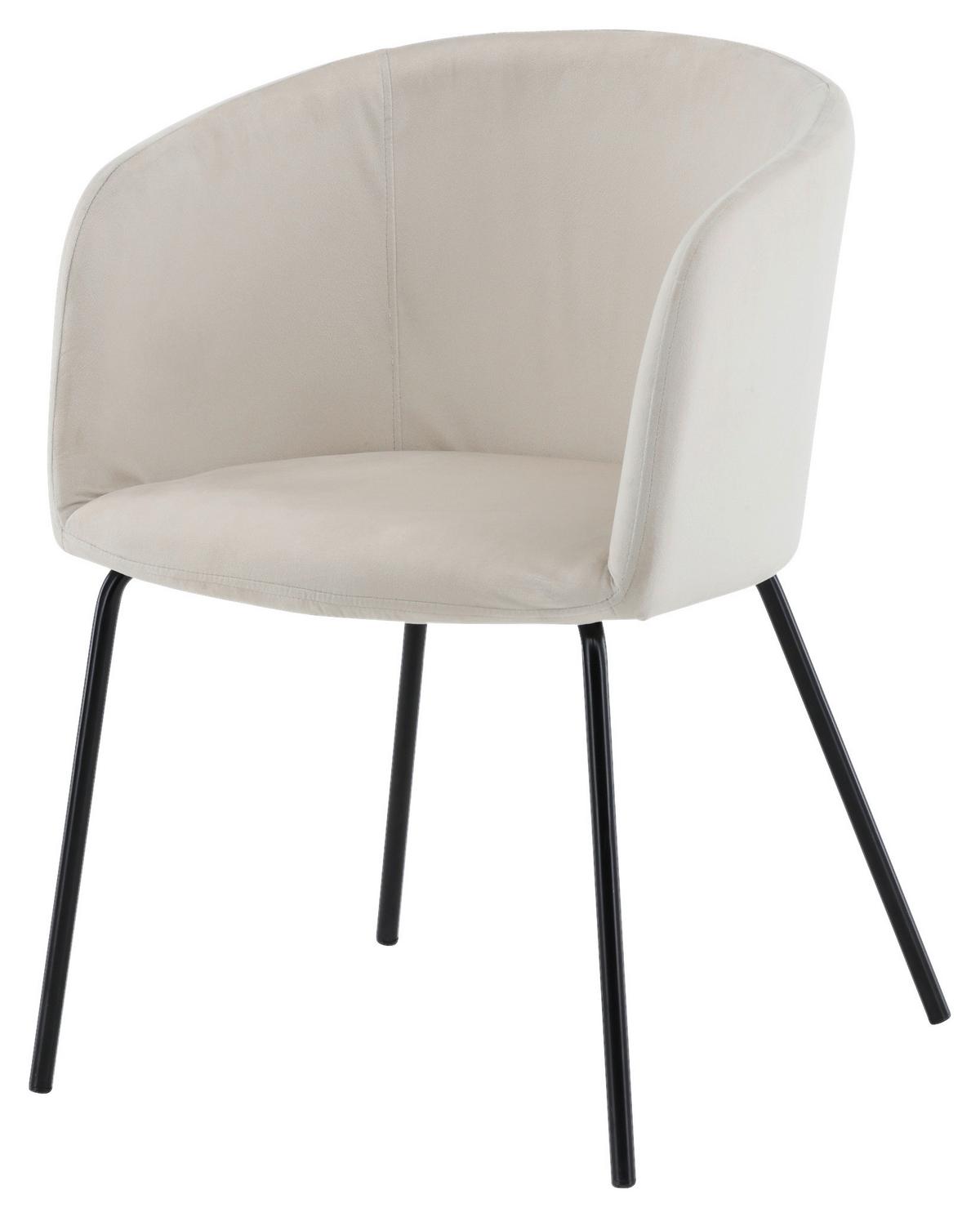 Armlehnstuhl Berit - Beige/Schwarz, Design, Holz/Textil (55/78/55cm) - Livetastic