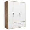 Kleiderschrank 3trg Lembo San Remo/weiß B: 155 Cm - Weiß/Eiche Artisan, Basics, Holzwerkstoff (155/195/60cm)