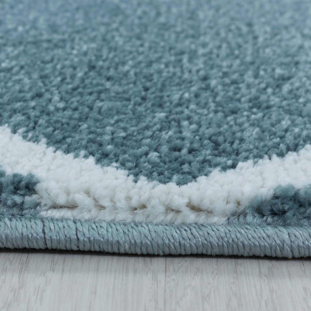 Hochflor Teppich Blau/weiß Rio 80x150 Cm - Blau, Basics, Textil (80/150cm)