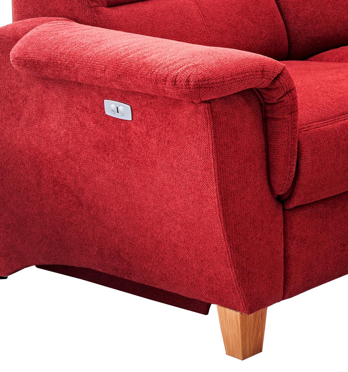 Ecksofa Parole Rot S: 241/238 cm - Wildeiche/Rot, KONVENTIONELL, Textil (241/238cm) - Livetastic
