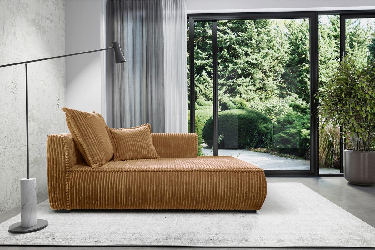Recamiere Modena Rechts Rostfarben, B: 208 Cm - Rostfarben/Schwarz, Design, Textil (207/75/121cm) - MID.YOU