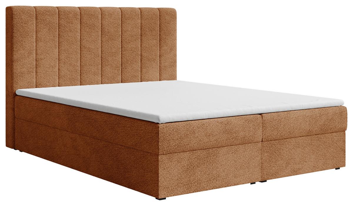Boxbett Paris mit Topper 140x200 - Terracotta/Schwarz, MODERN, Holz/Kunststoff (140/200cm) - Livetastic