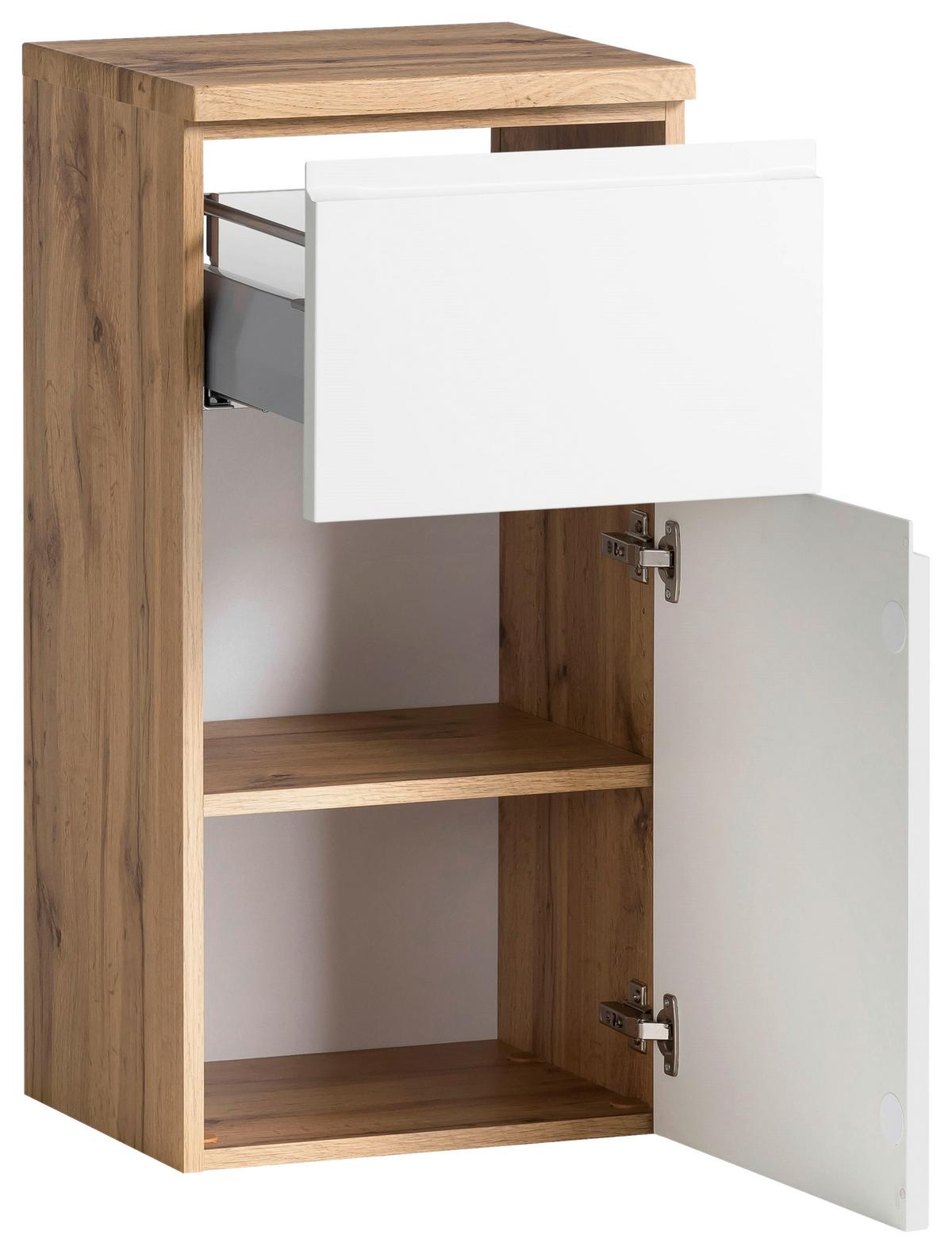 Badezimmer Unterschrank Varese BxH 40x79 cm Weiß/Holz Dekor - Eiche Wotan/Weiß, MODERN, Holzwerkstoff (40/79/35cm) - Held