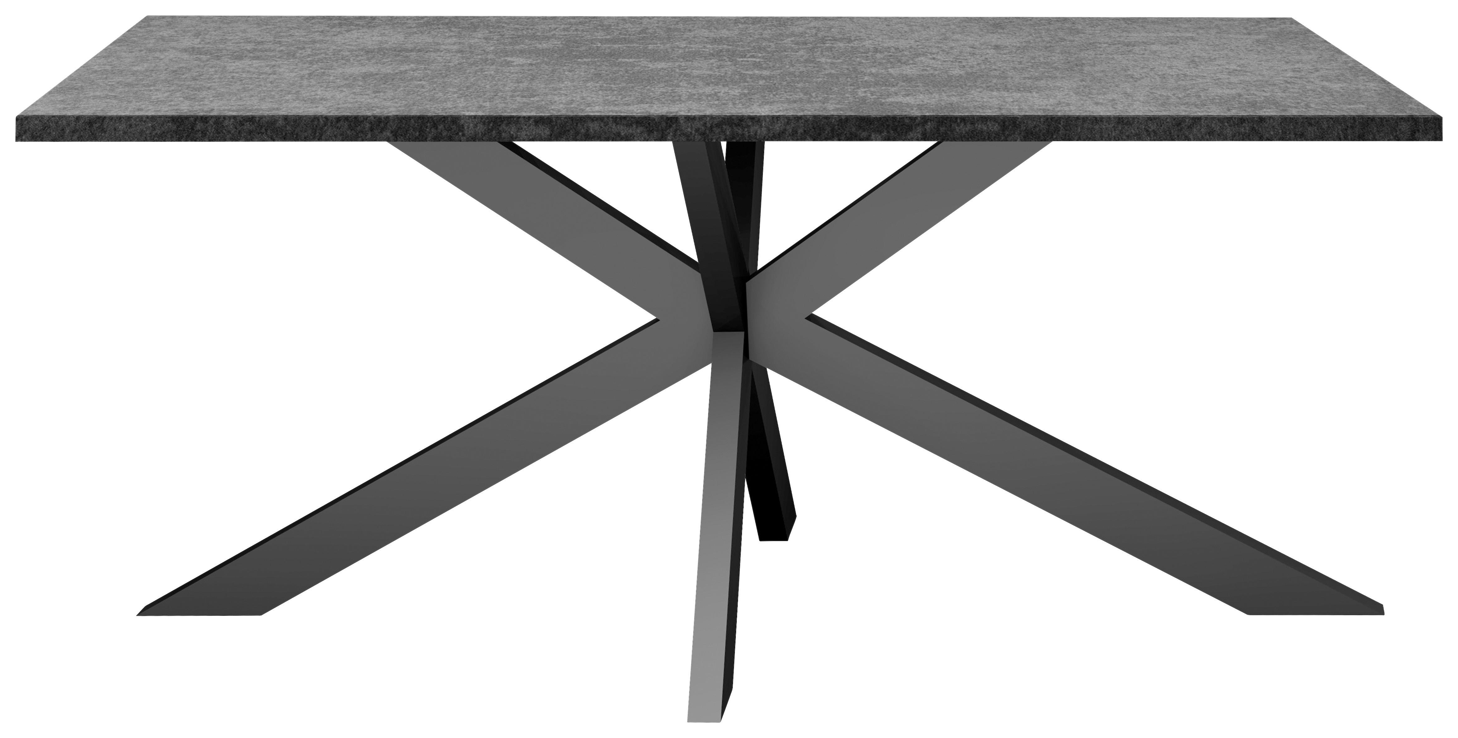 Esstisch Alex Graphitfarben, Schwarz - Schwarz/Graphitfarben, MODERN, Holzwerkstoff/Metall (160/90/78cm) - Livetastic