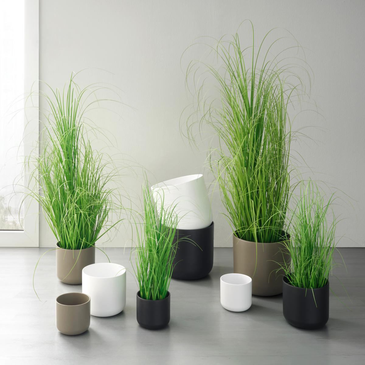 Obal na kvetináč LUIS - bílá/černá, Moderní, keramika (13,5/12,6cm) - Mömax