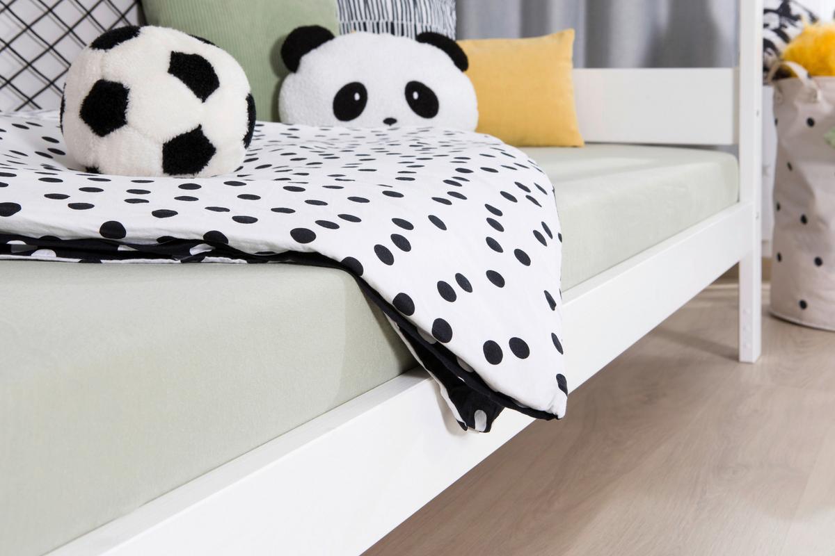 Bodenbett mit Matratze 90x200 cm Weiß - Weiß/Naturfarben, MODERN, Holz/Textil (90/200cm) - MID.YOU