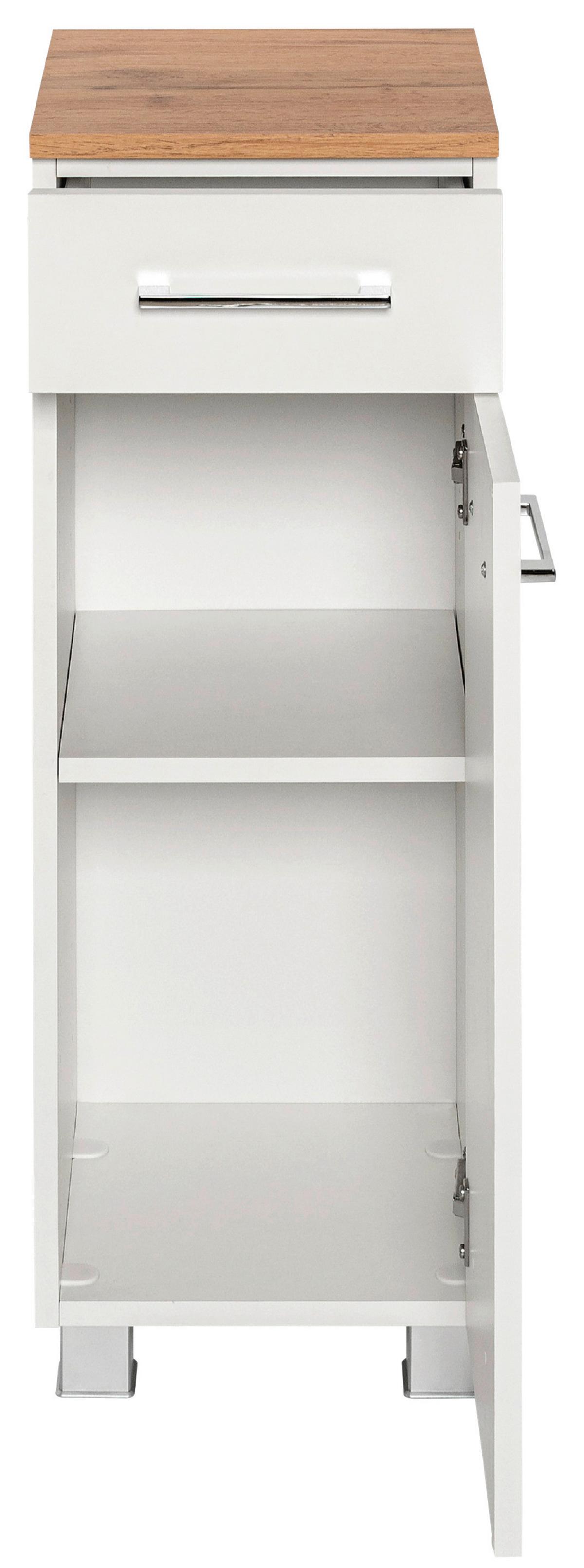 Unterschrank Paris Weiß B: 30 cm - Silberfarben/Weiß, MODERN, Holzwerkstoff (30/79/35cm) - Held